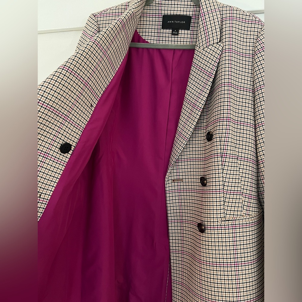 Ann Taylor Checked Double Breasted Chesterfield C… - image 8